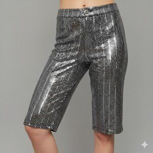 Elegant Charcoal Sequin Capris